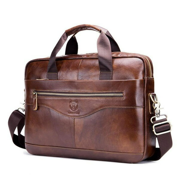 Waterproof and Wearable Messenger Bag Canvas Bag NA Brown Business Briefcase Multifunctional Computer Bag 